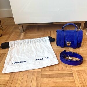 Excellent Condition Proenza Schouler Lambskin Micro PS1 Satchel Sapphire Blue